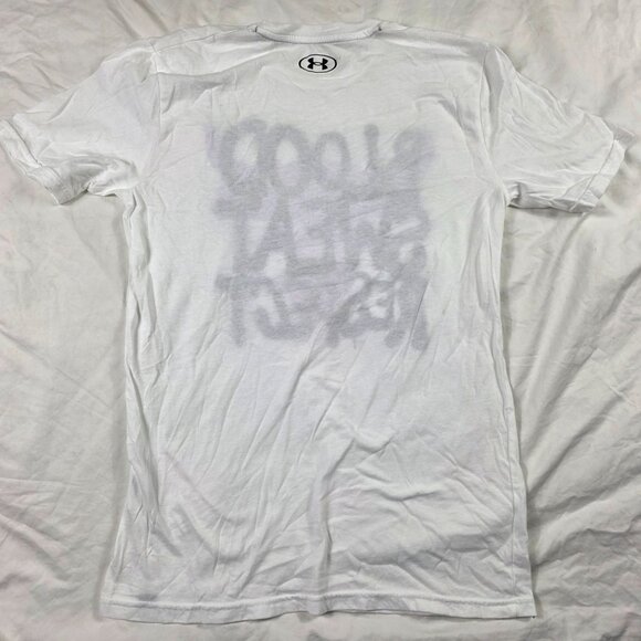 Under Armour Project Rock Q3 Payoff Mens Small White Shirt Blood Sweat Respect - Picture 2 of 8